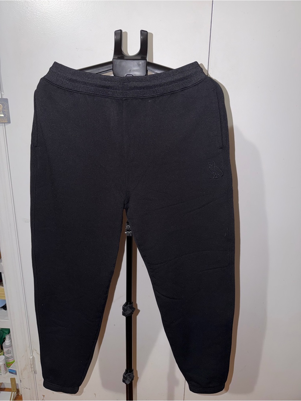 OVO Men's Black Fleece Joggers with Subtle Owl Logo